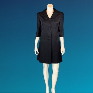 Vintage Black Swing Coat | Mid-Century Minimalist Evening Coat | S
